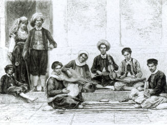 A Jewish Concert, Tlemcen (litho) by English School; Private Collection.