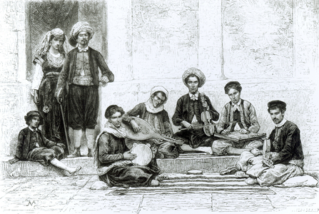 A Jewish Concert, Tlemcen (litho) by English School; Private Collection.