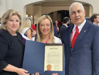 Vincenzo Arcobelli, presidente CTIM, con la senatrice USA Jane Nelson e l'on. Giorgia Meloni